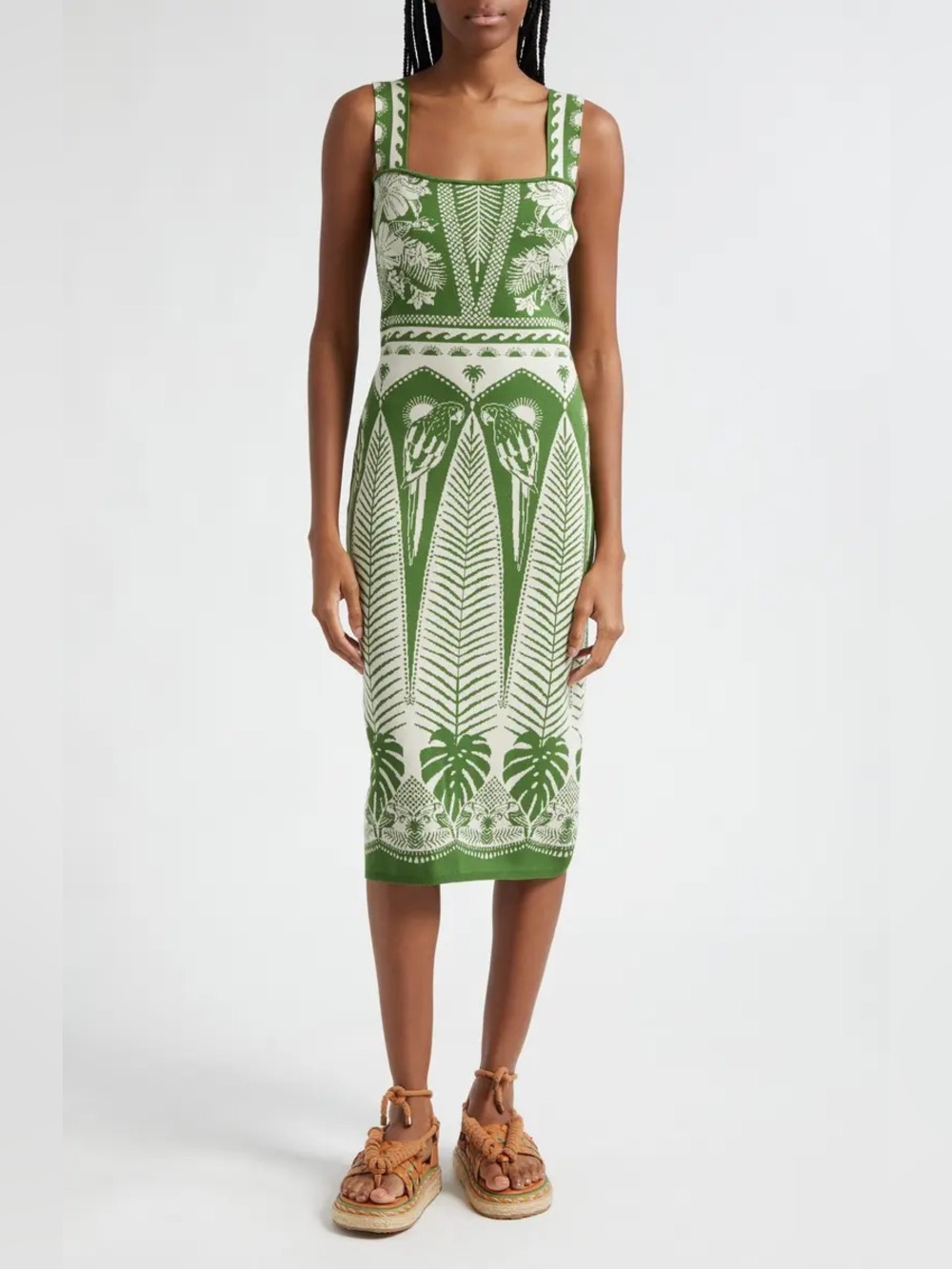 FARM Rio Macaw Jacquard Sweater Dress
